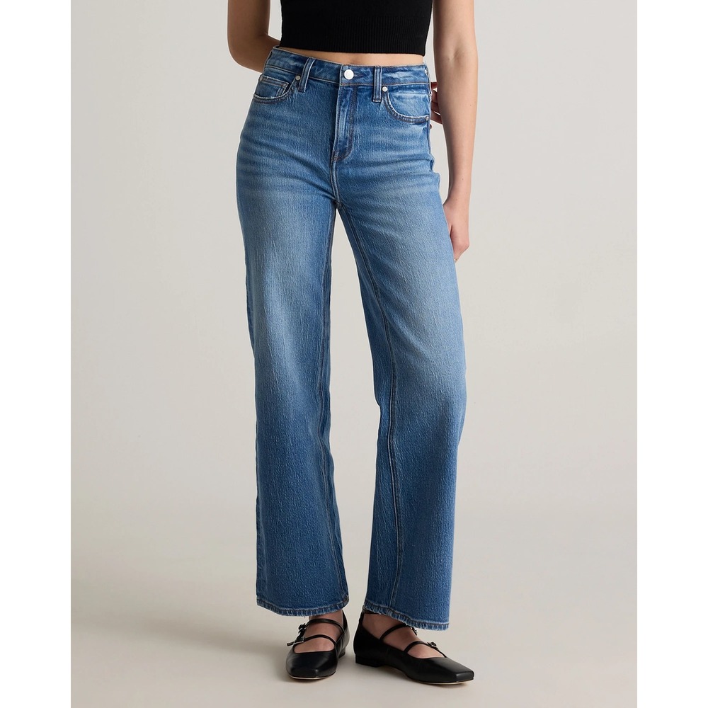 Quince Bella Stretch Relaxed Straight Jeans Atlantic Blue Size 25